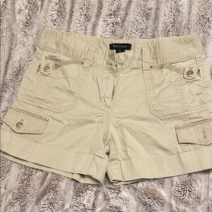White House Black Market Women's Cream Cargo Shorts with rhinestones